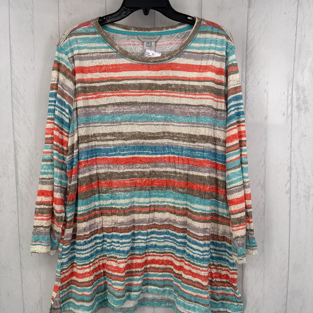 XL striped 3/4 slv top