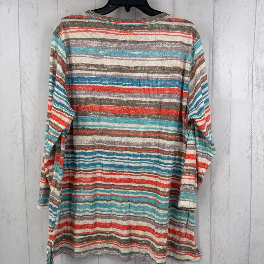 XL striped 3/4 slv top