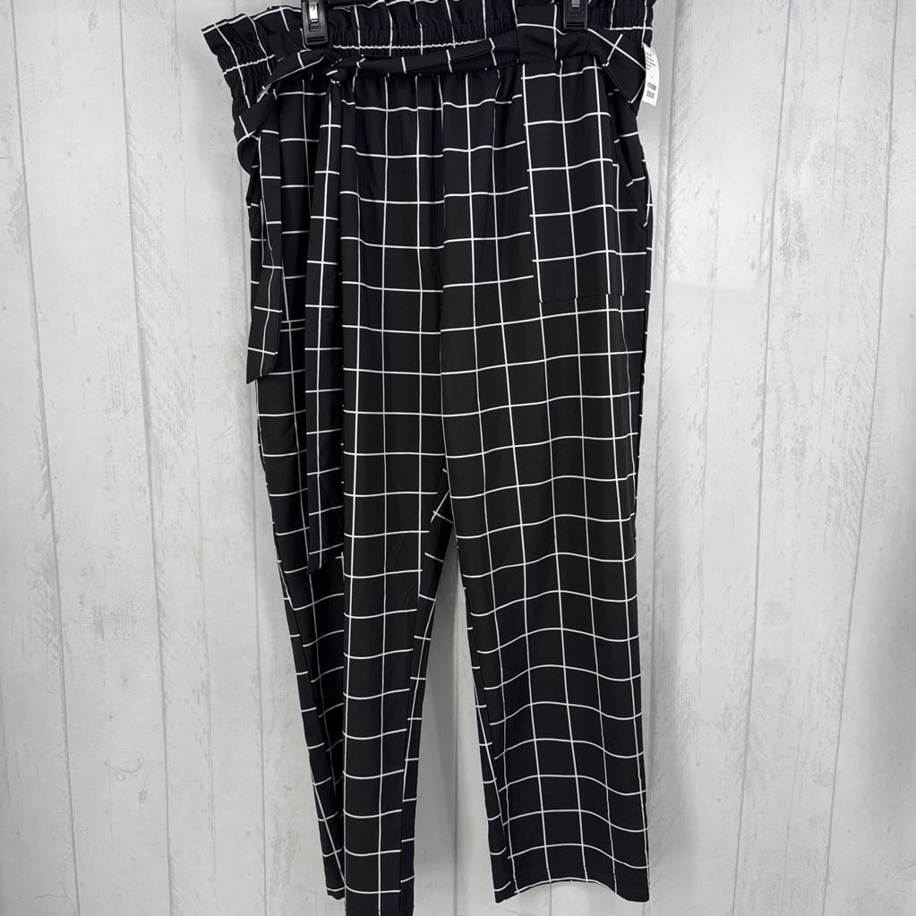 20w checkered pull-on belted pant