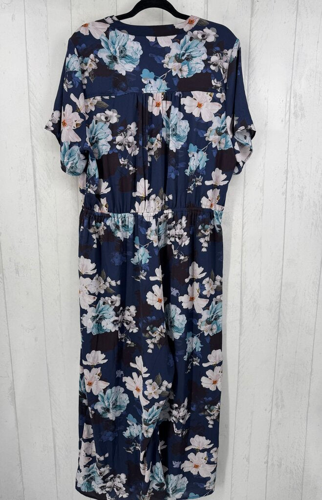 18 flo print zip front s/s jumpsuit