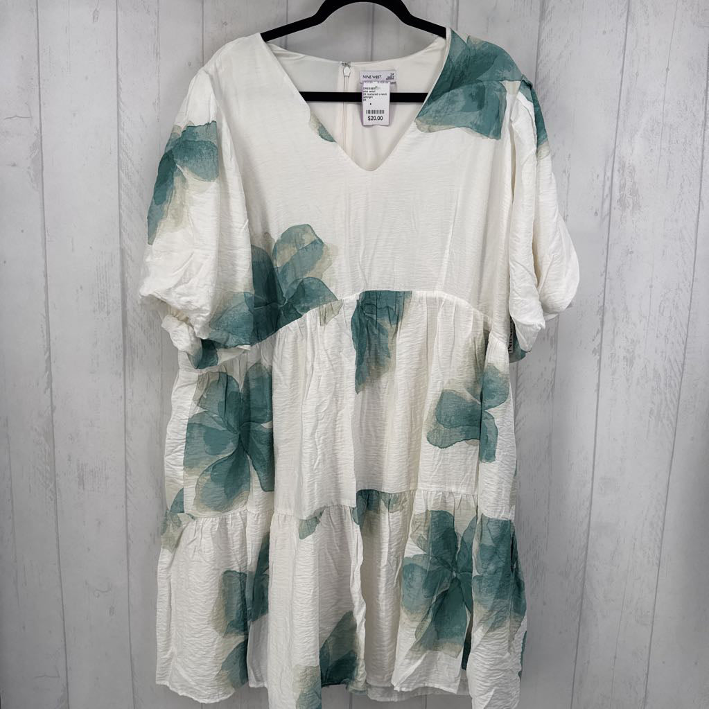 2X textured v-neck s/s dress