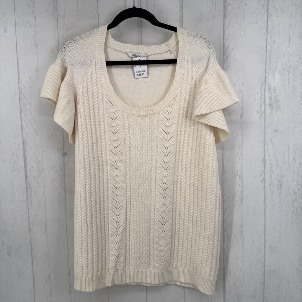 XXL crochet flutter slv sweater