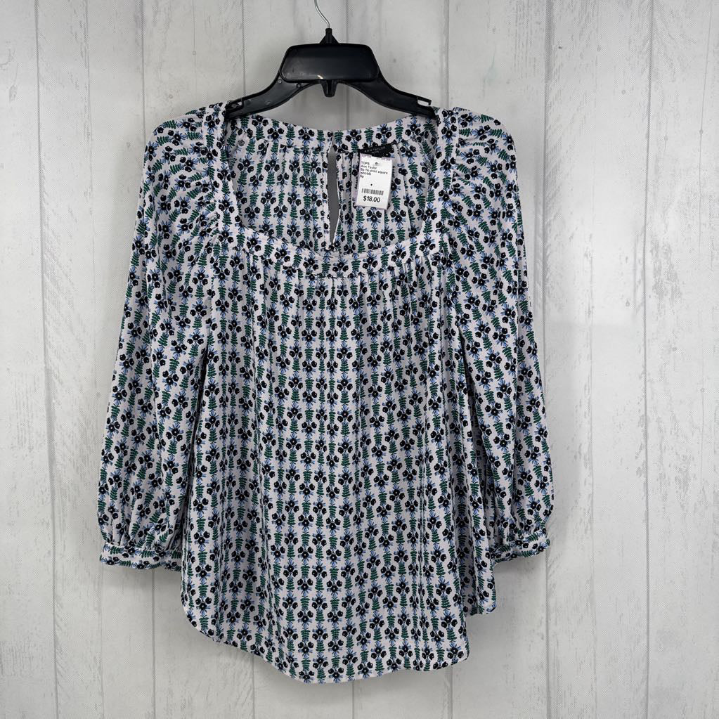 Sp flo print square neck l/s top