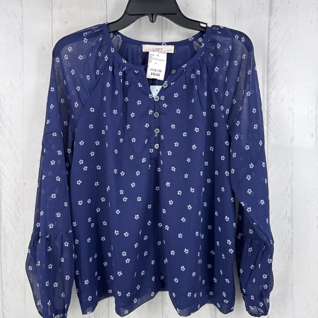 Mp flo print quarter button down l/s top