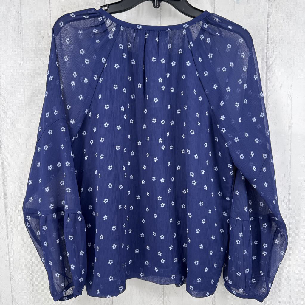 Mp flo print quarter button down l/s top