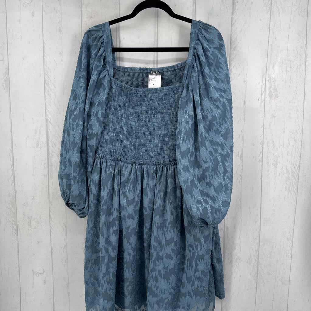 XL smocked jacquard l/s dress