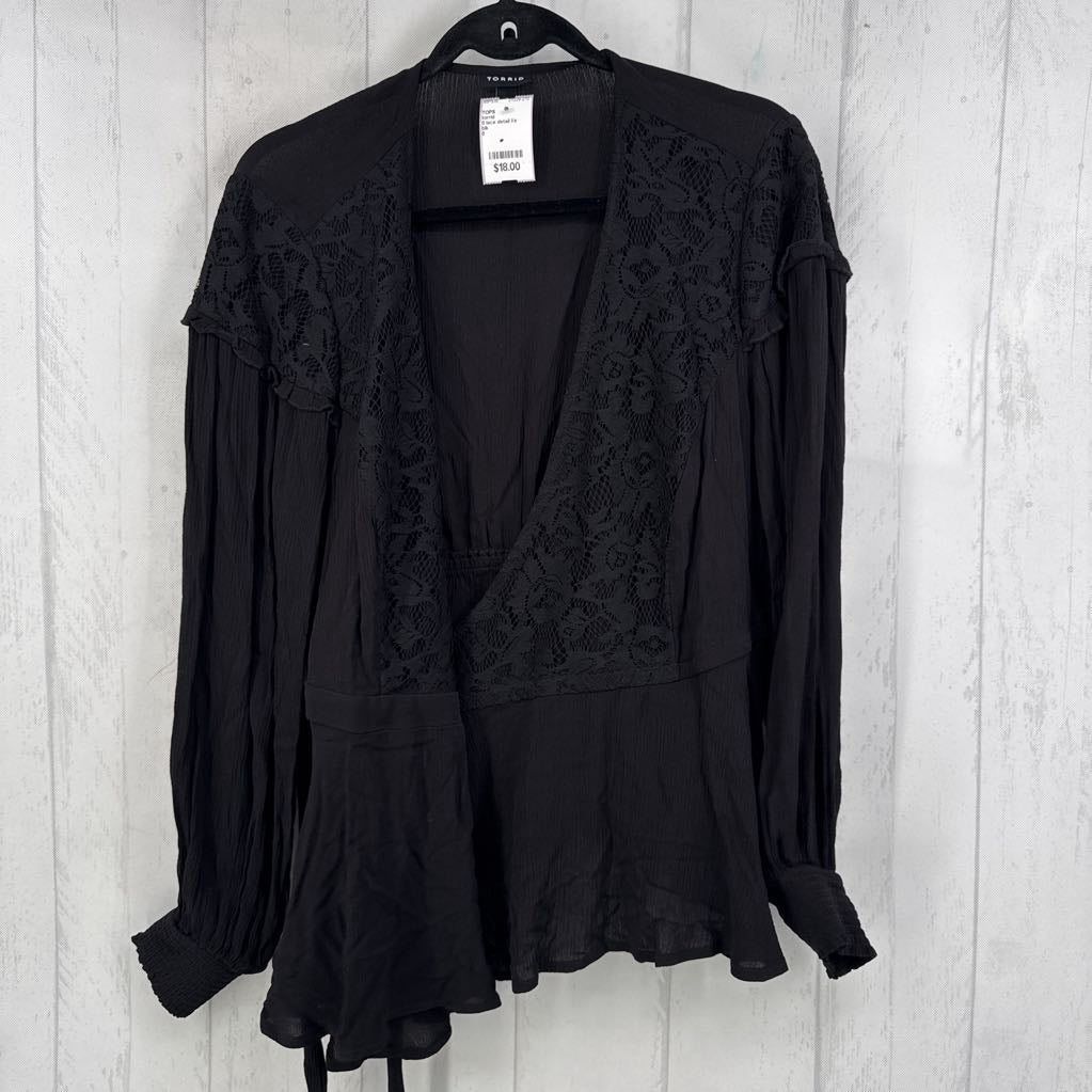 0 lace detail l/s wrap top