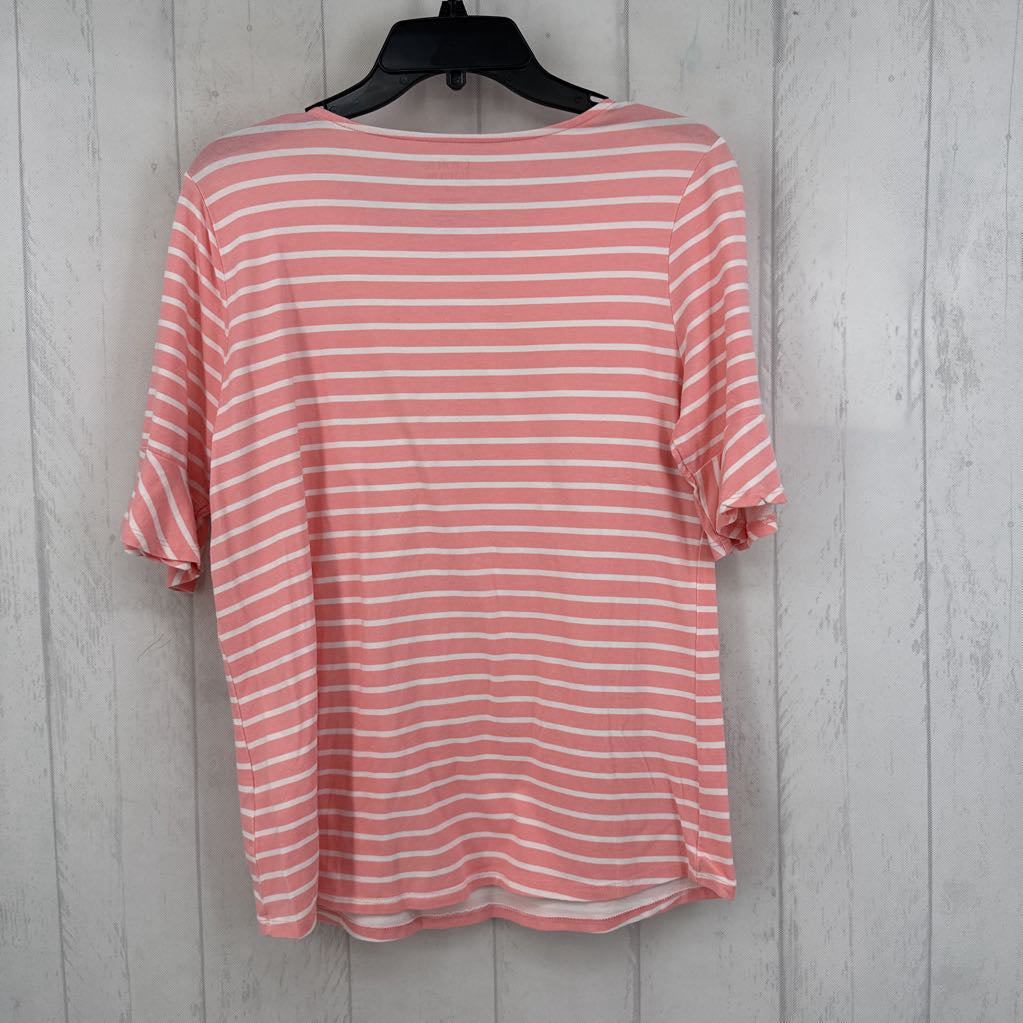M striped ruffled slv tee s/s