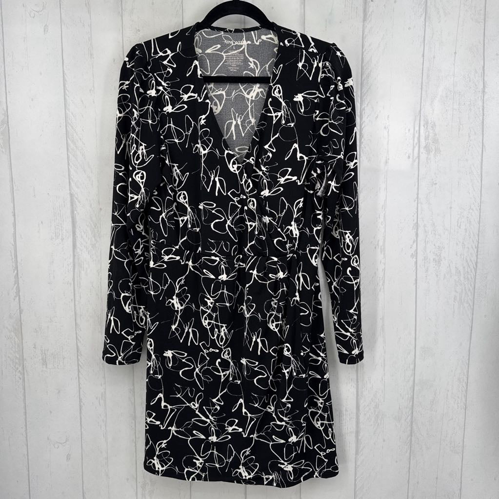 L printed crossover l/s dress
