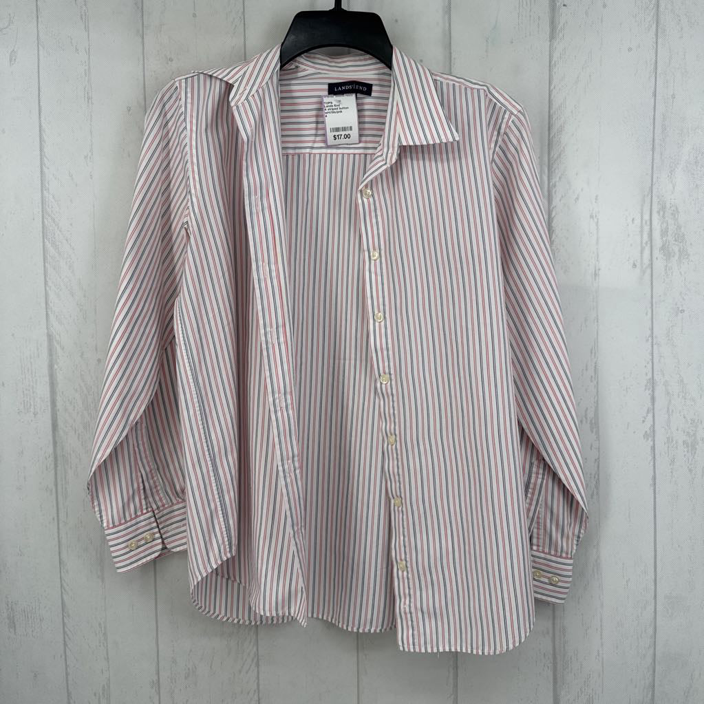 4 striped button down l/s top