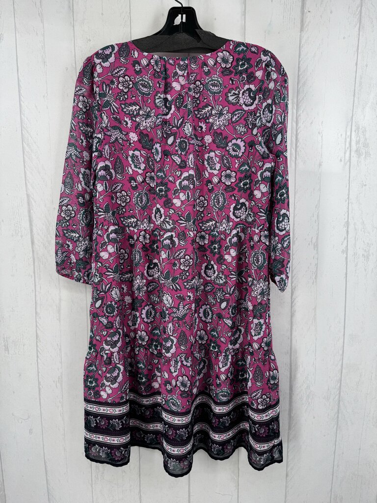 XS flo print v-neck 3/4 slv dress