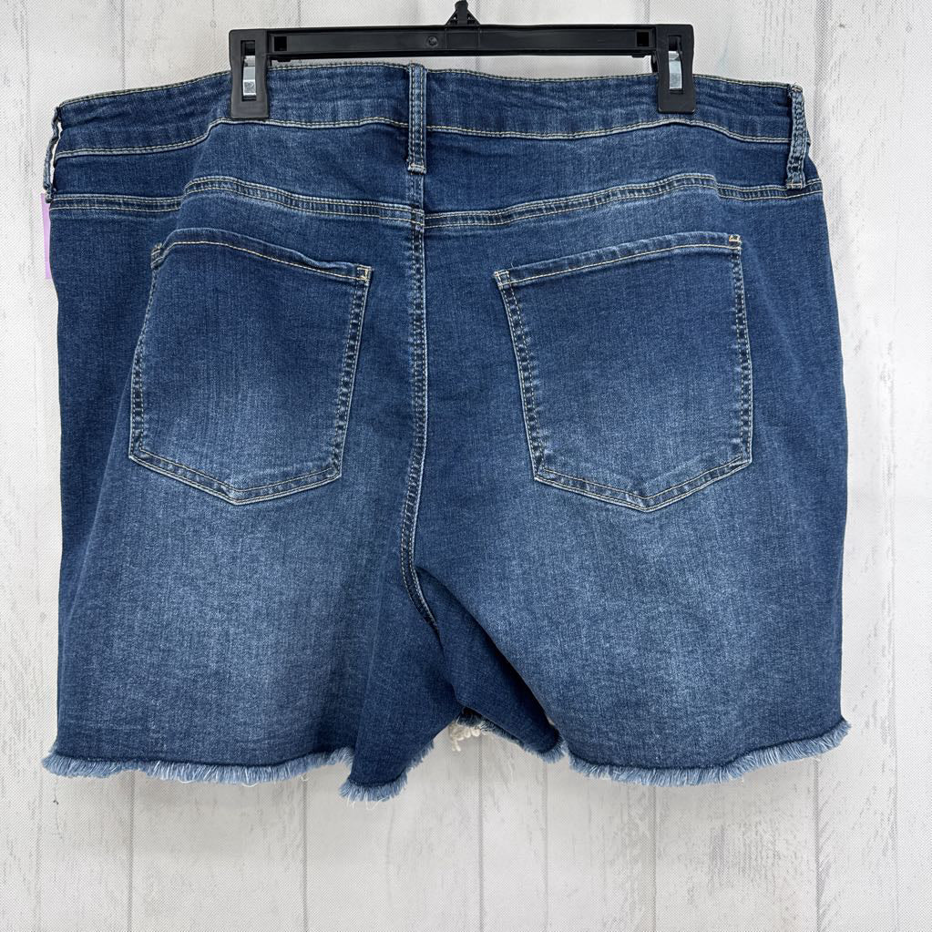 22 hi-rise lace trim jean shorts