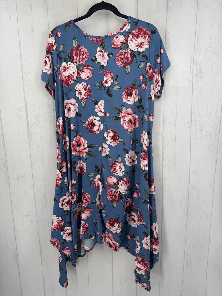2X flo print s/s dress