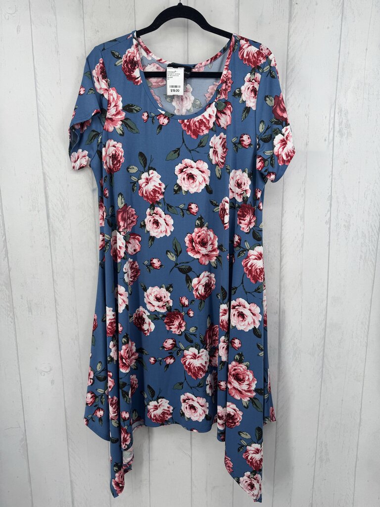 2X flo print s/s dress