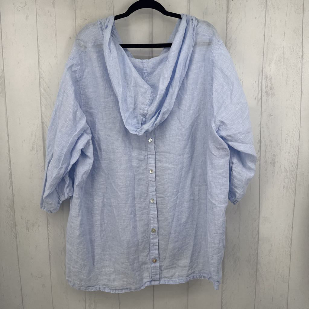 3X linen 3/4 slv pullover