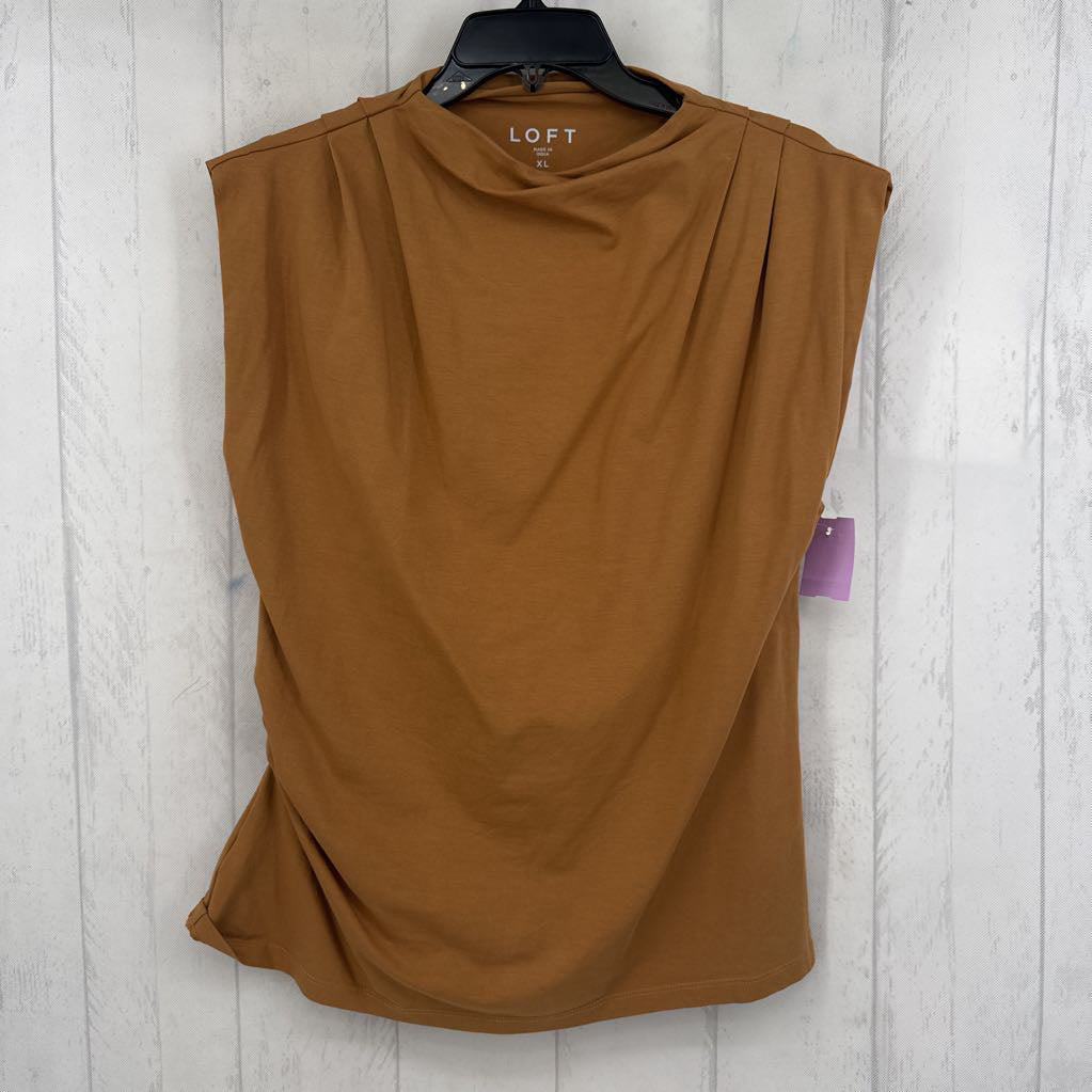 XL mock neck ruched side cap slv top