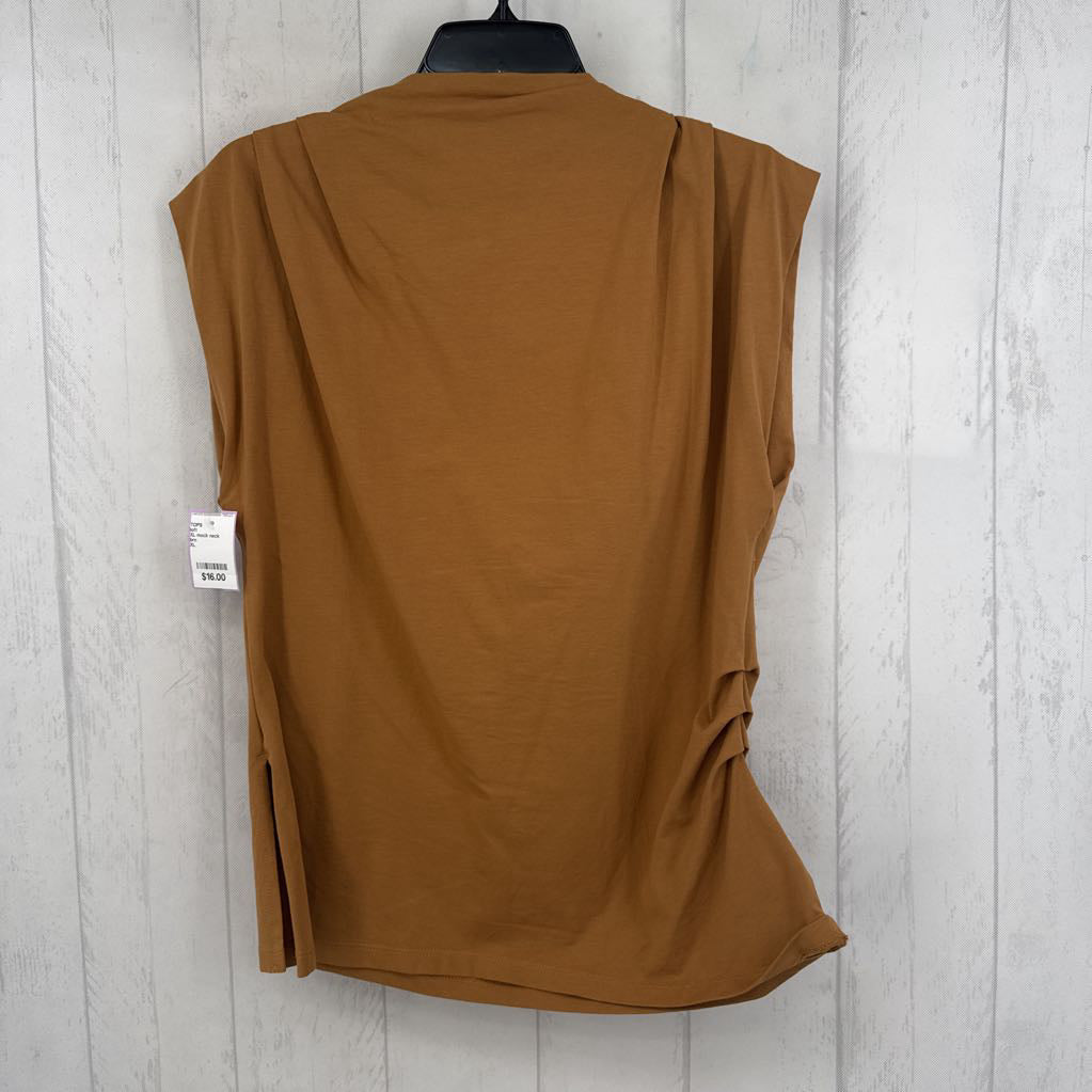 XL mock neck ruched side cap slv top