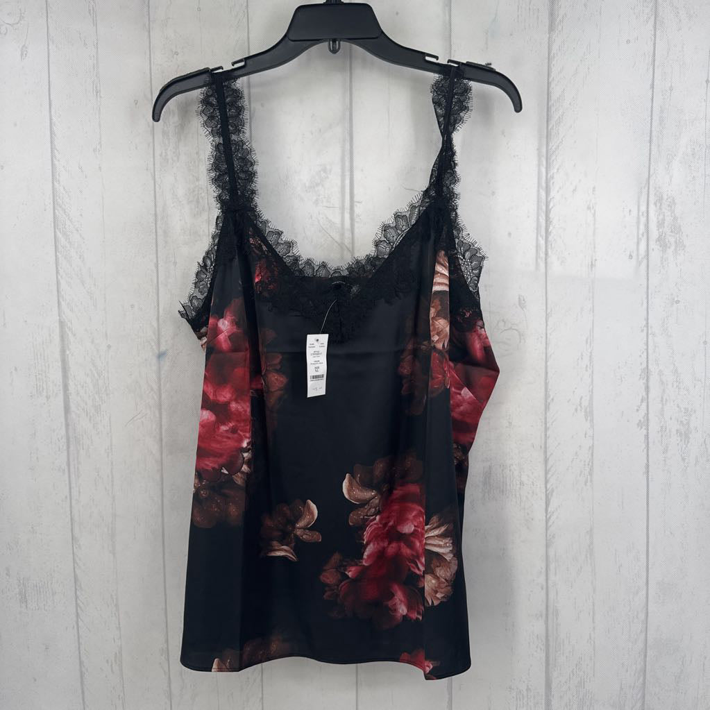 R75 XL lace trim flo print tank