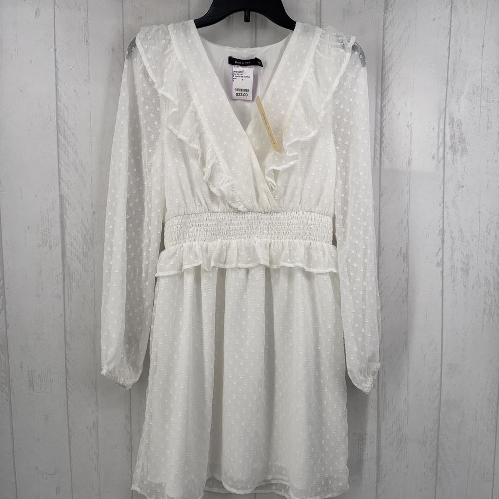 S textured ruffled l/s dress