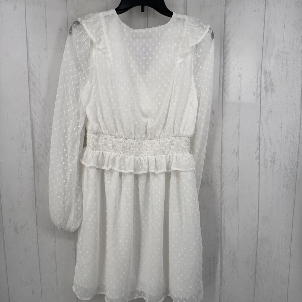 S textured ruffled l/s dress