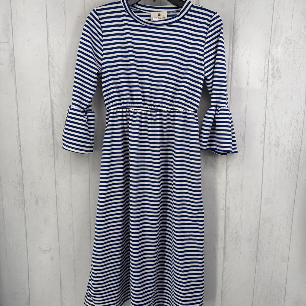 S striped flare slv dress