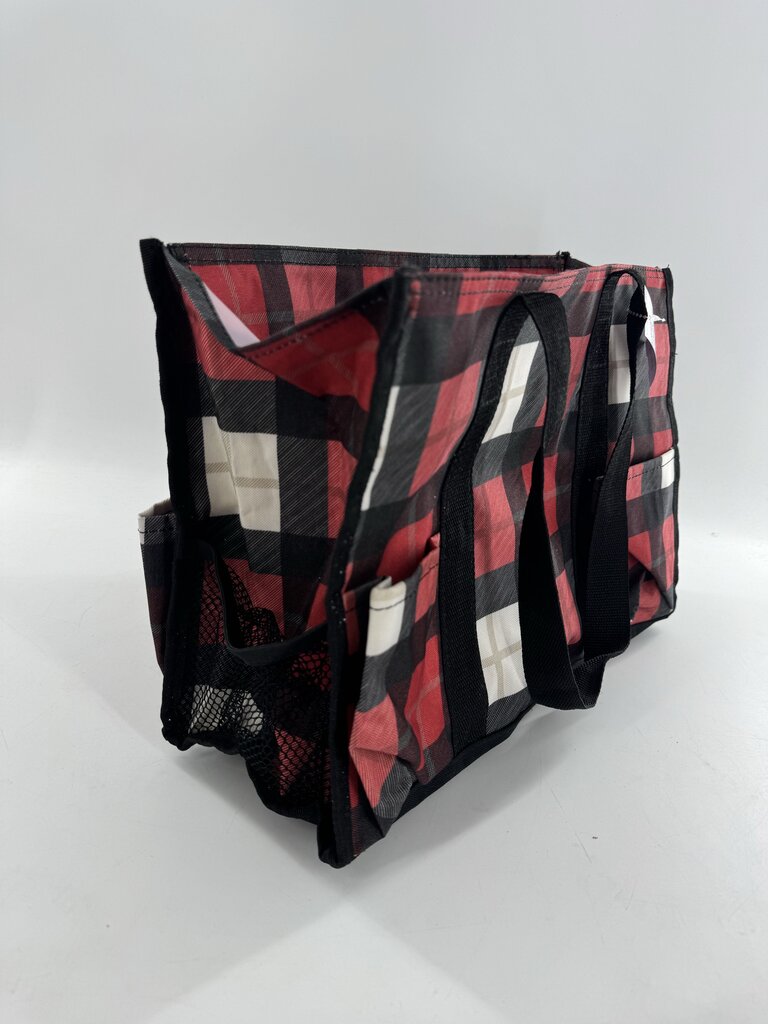 vinyl plaid tote bag