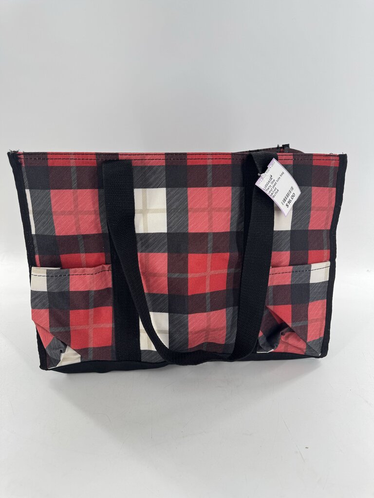 vinyl plaid tote bag