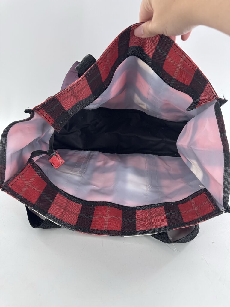 vinyl plaid tote bag