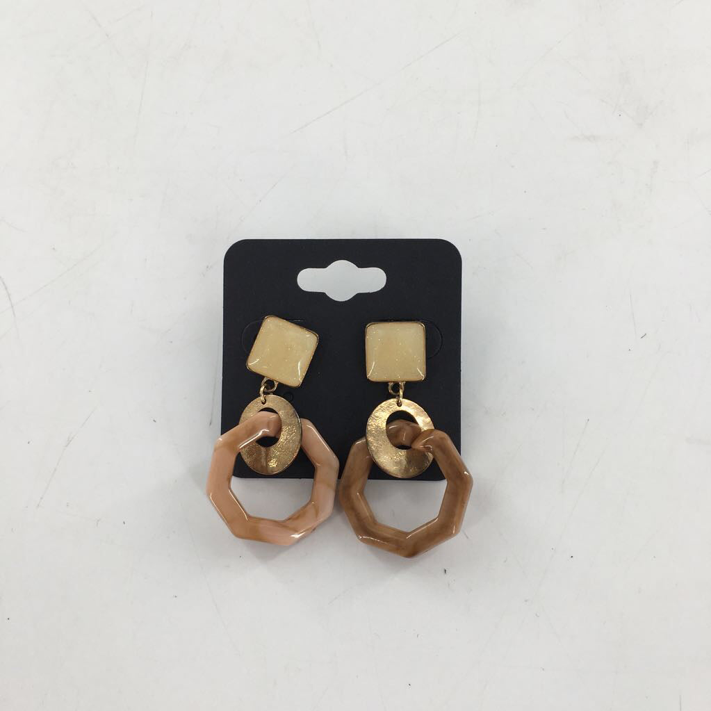 neutral colors mixed media drop earrings