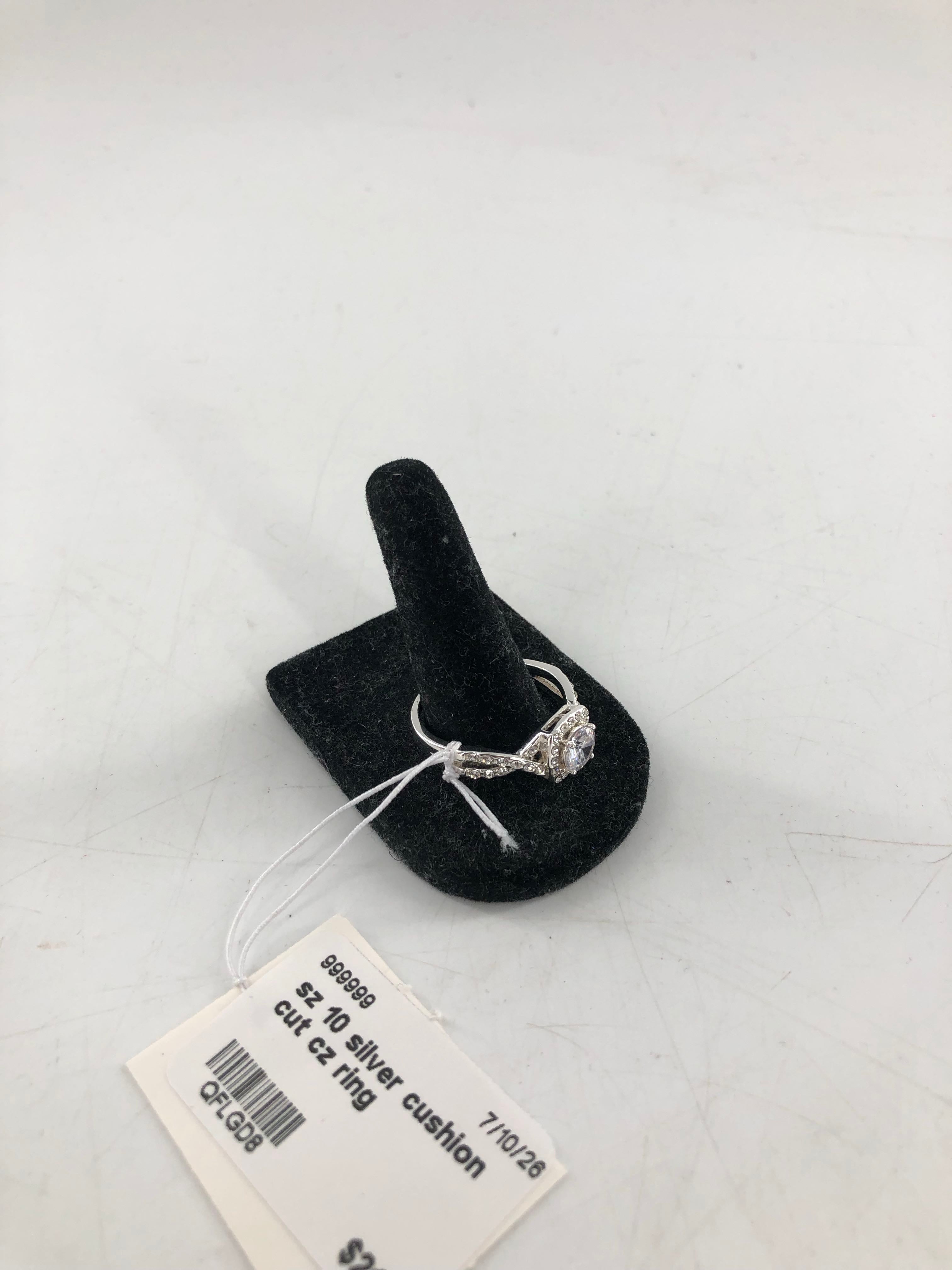 sz 10 silver cushion cut cz ring