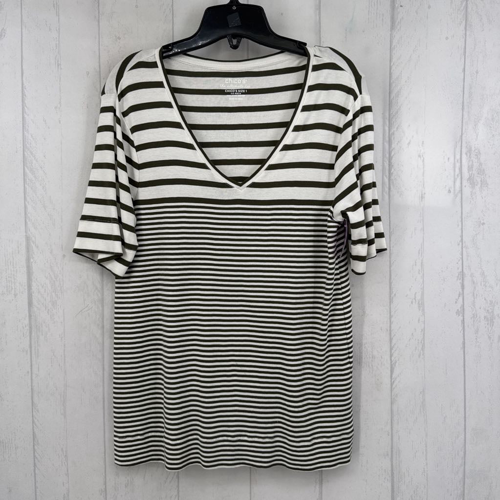 M striped v-neck s/s tee