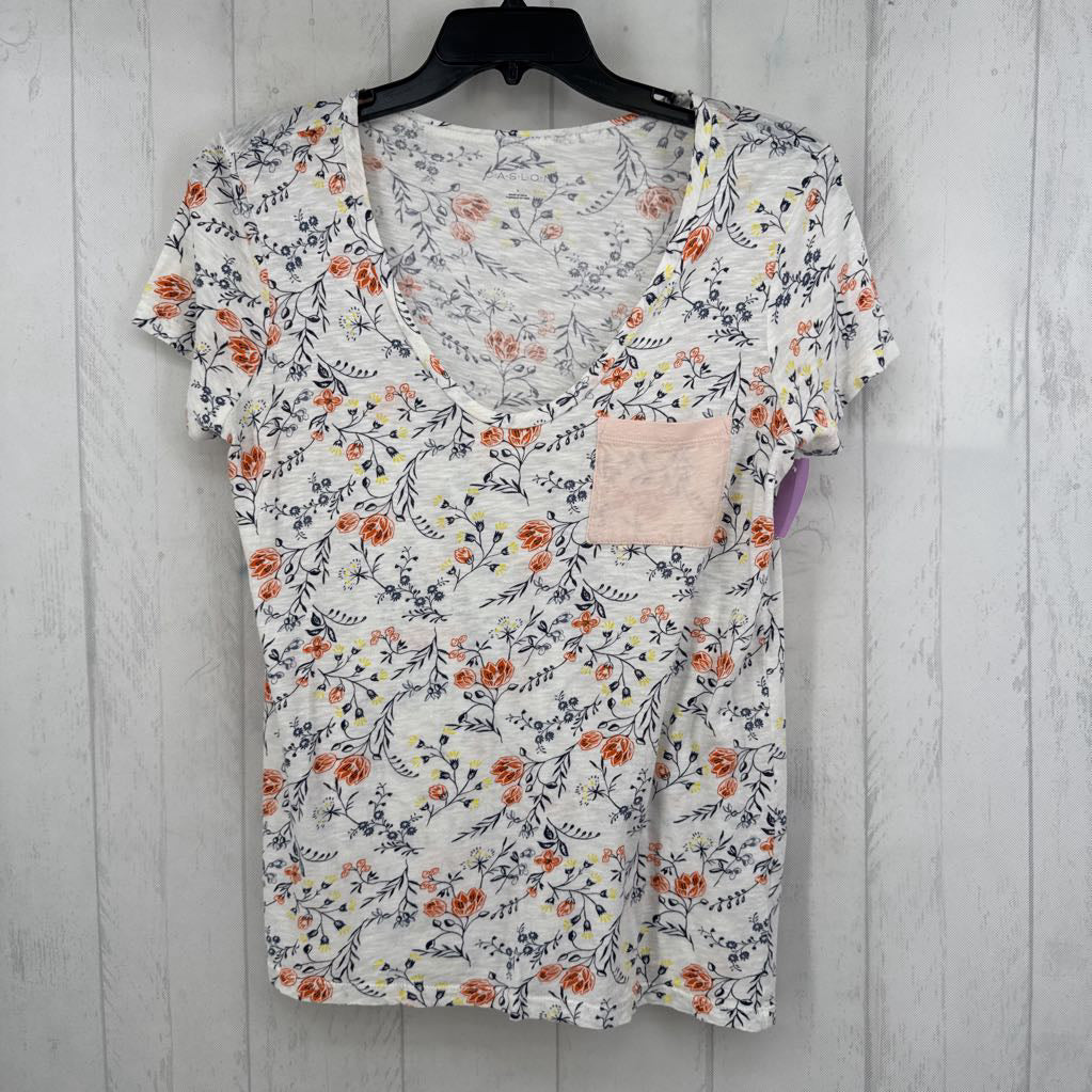 L flo print scoop neck s/s tee