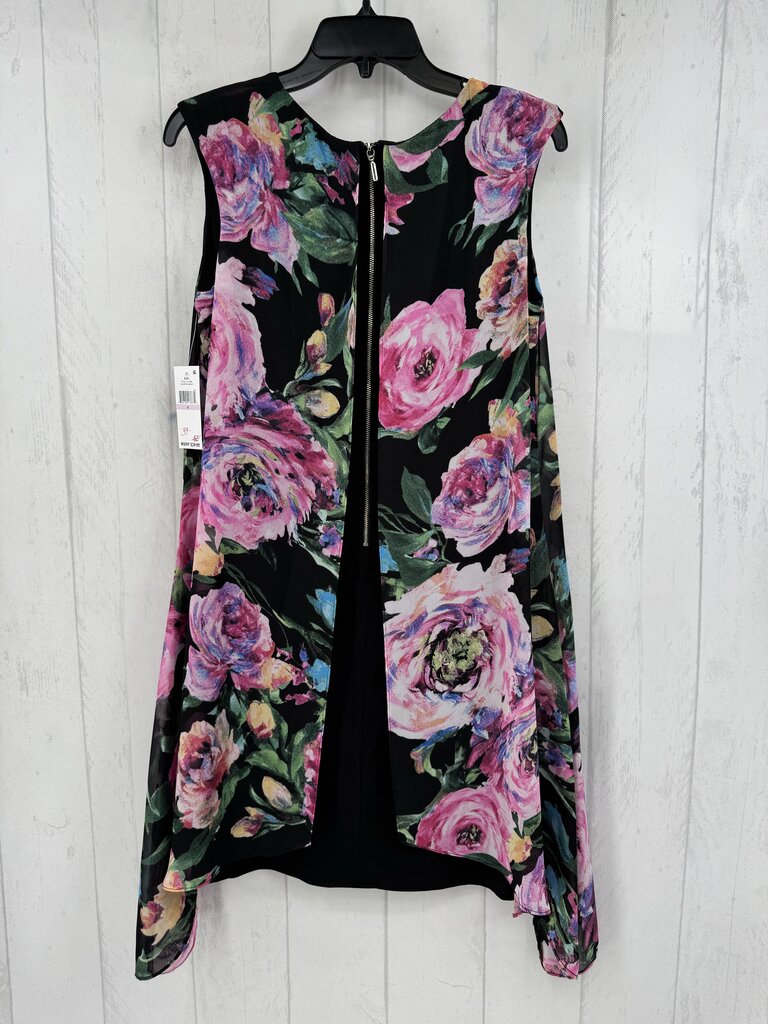 R40 6 flo print back zip slvls flowy dress