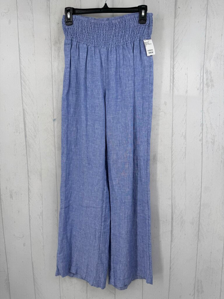 S linen chambray wide leg pant