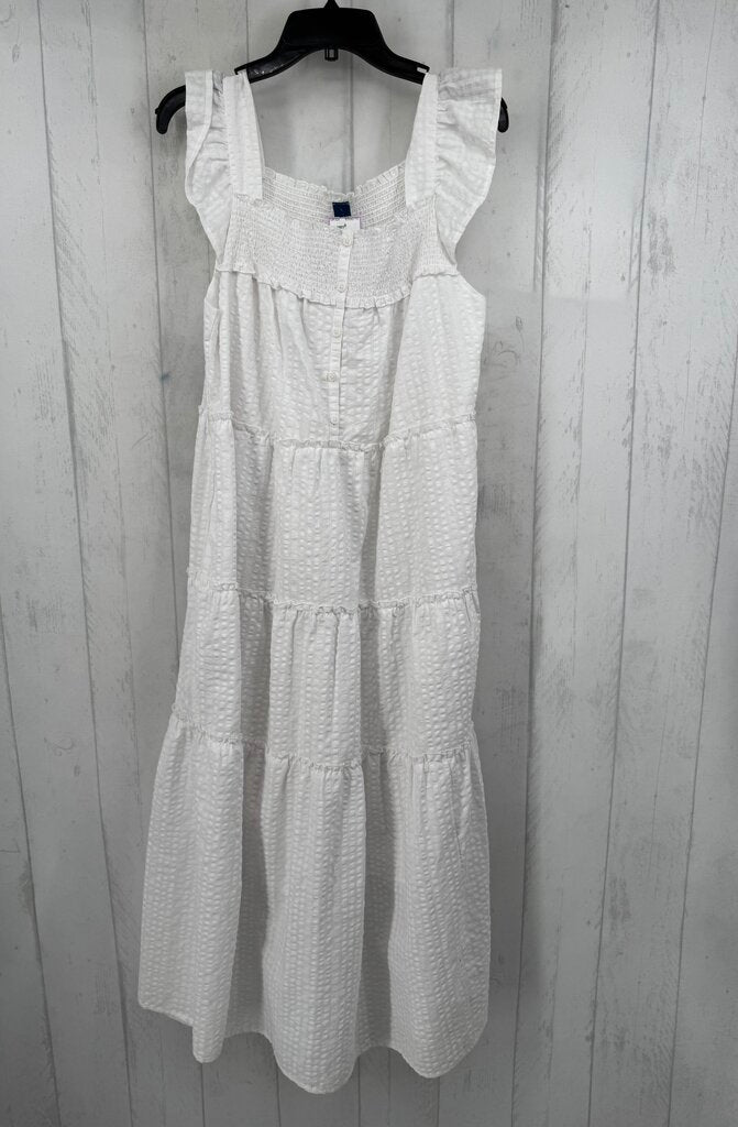 L smocked seersucker tiered dress