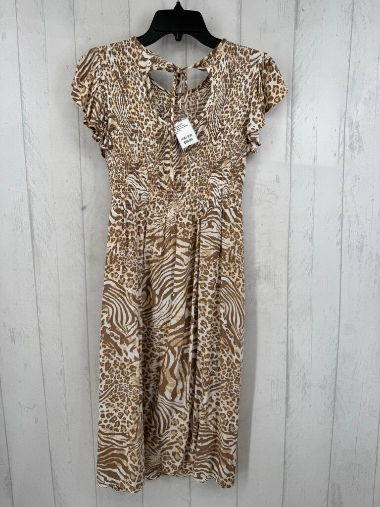 M smocked animal print s/s dress