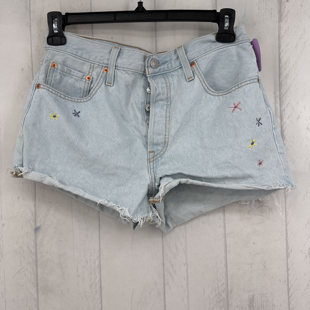 29 flo embroidered cutoff jean shorts