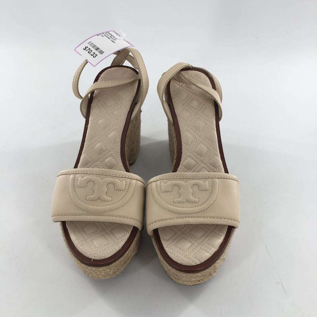 8 leather logo espadrille wedge heel sandal