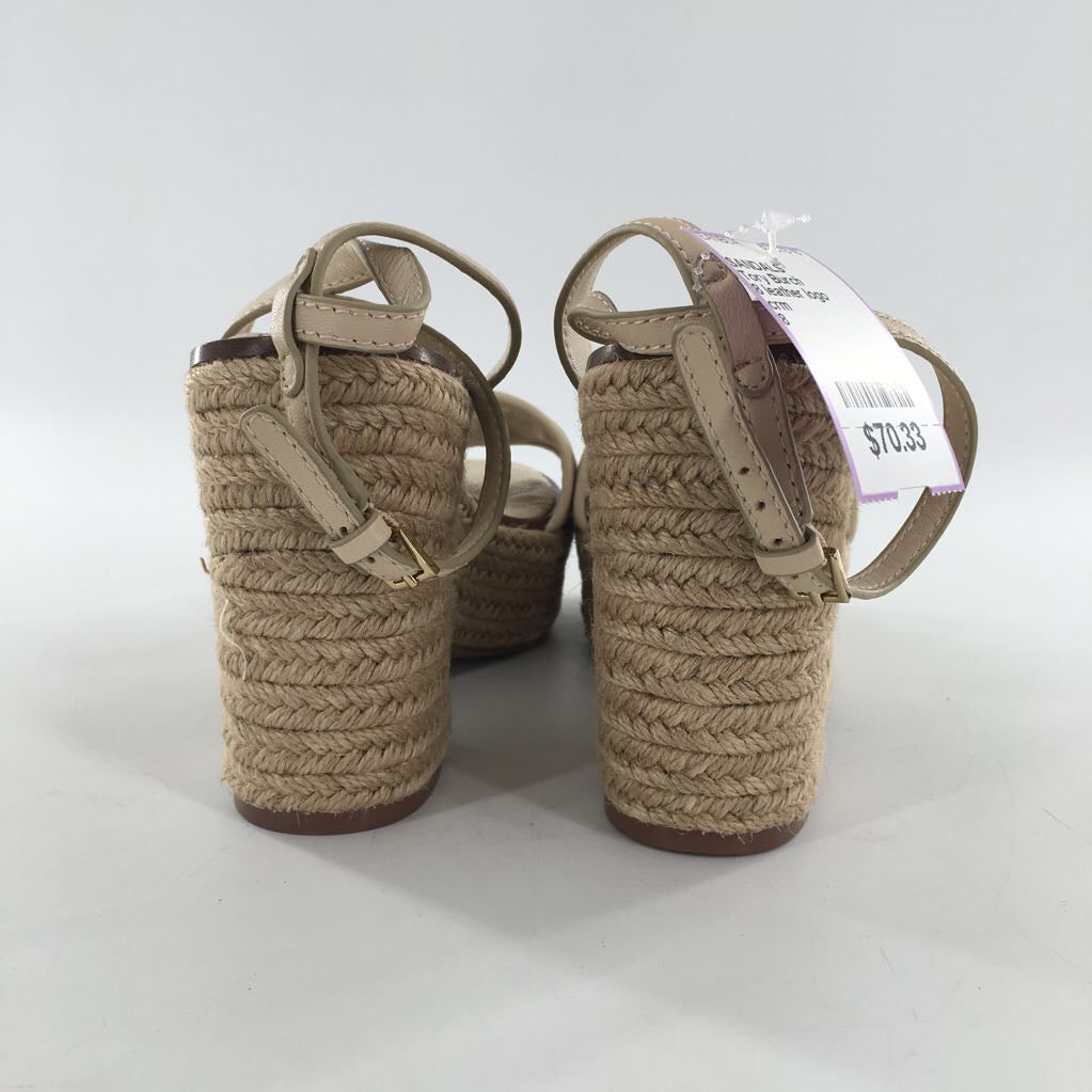 8 leather logo espadrille wedge heel sandal
