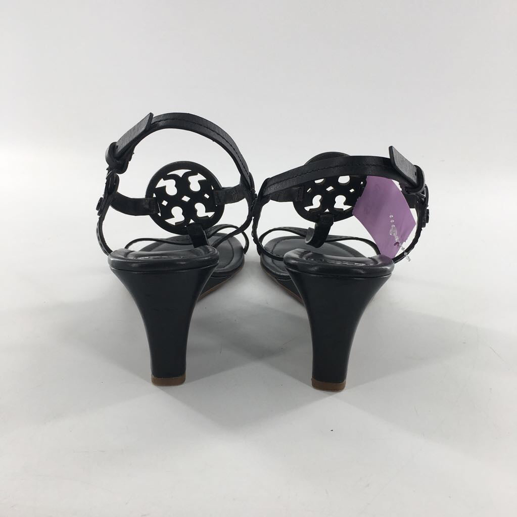 8 leather logo wedge heel sandal