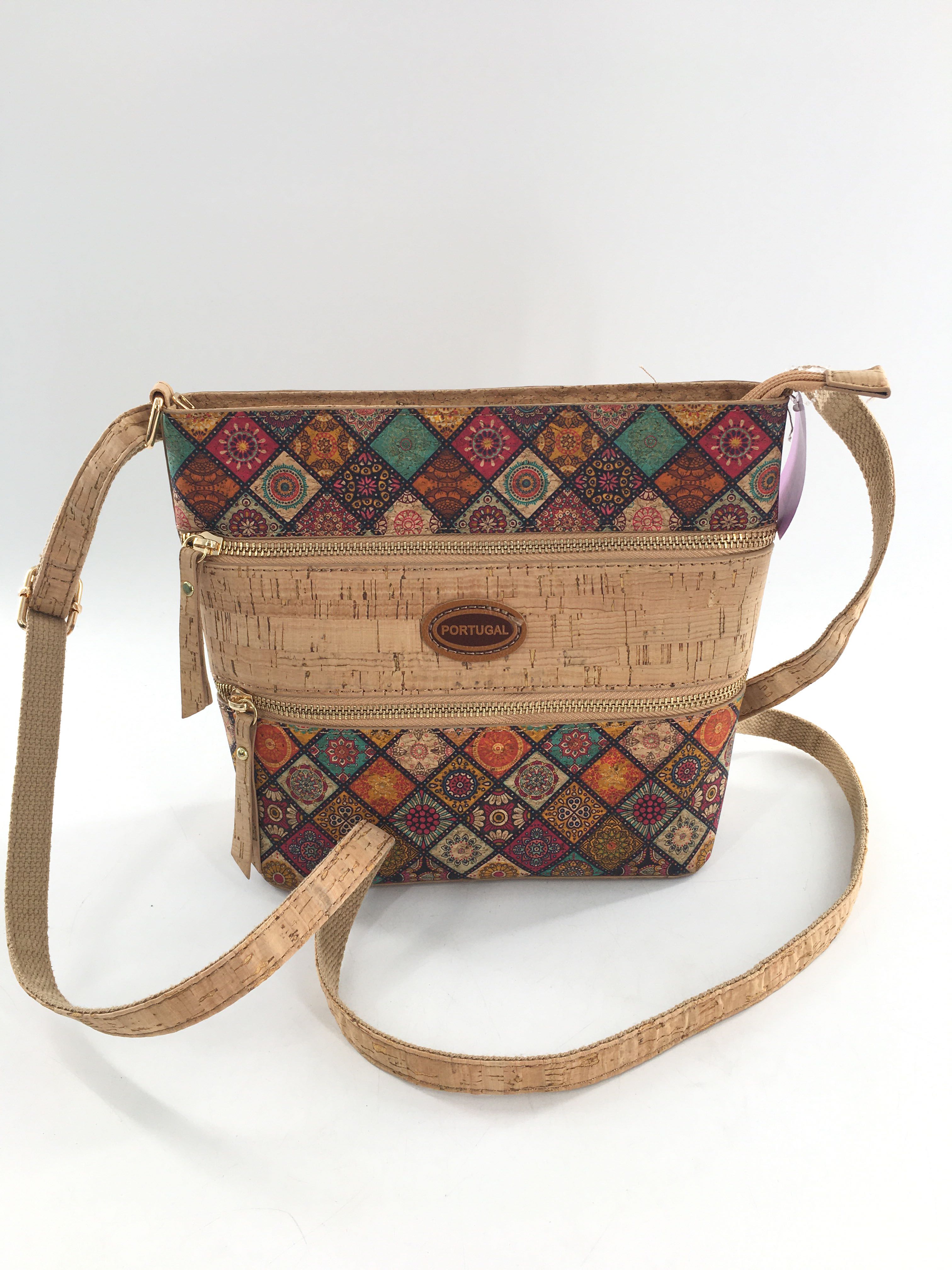 patterned cork crossbody