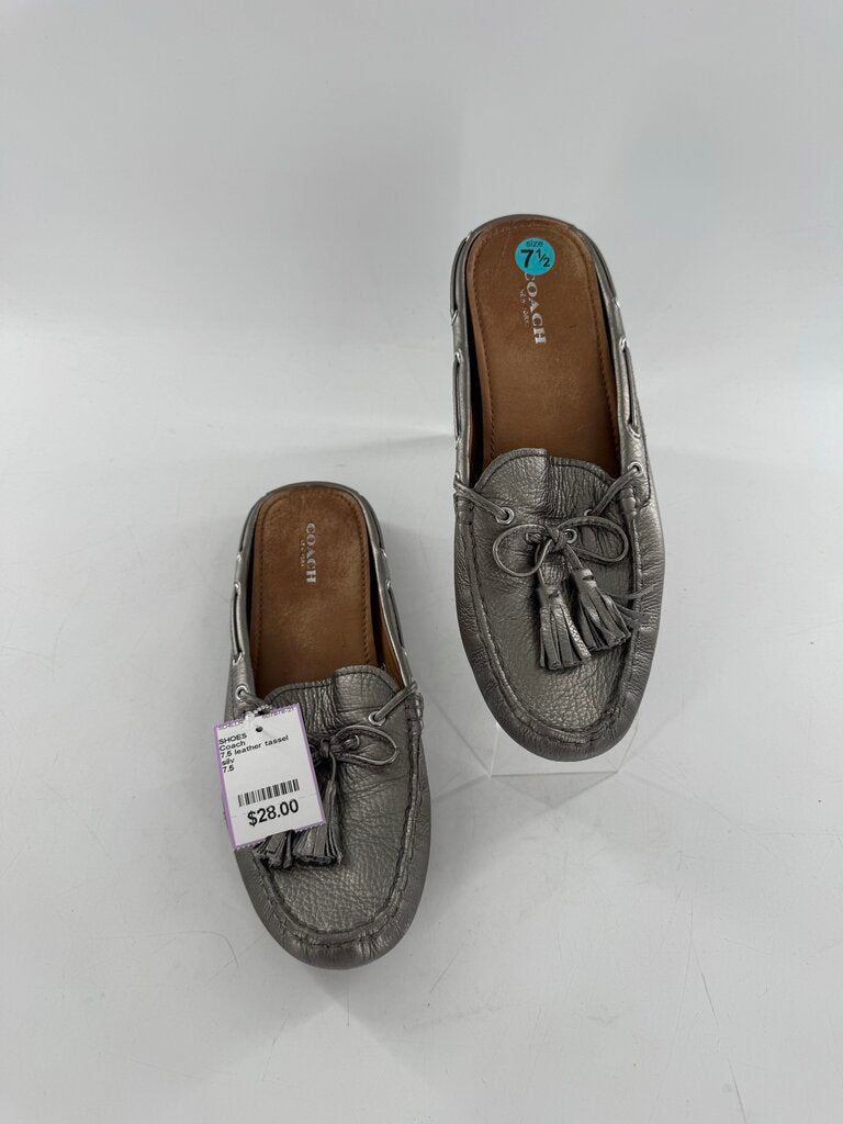 7.5 leather tassel loafer mules
