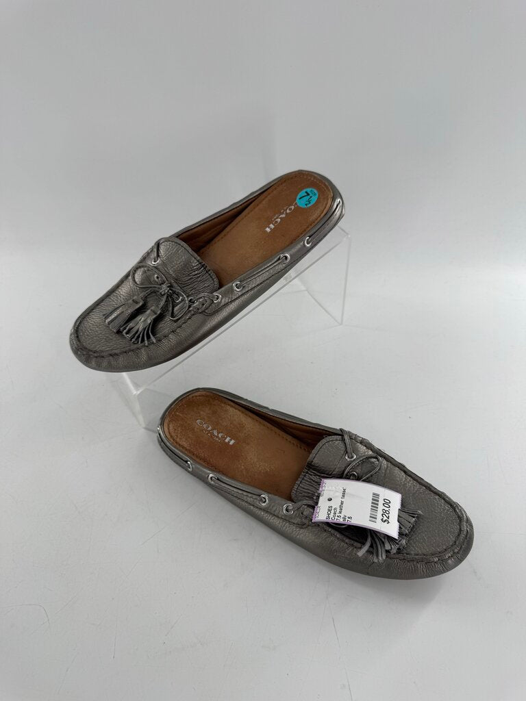 7.5 leather tassel loafer mules