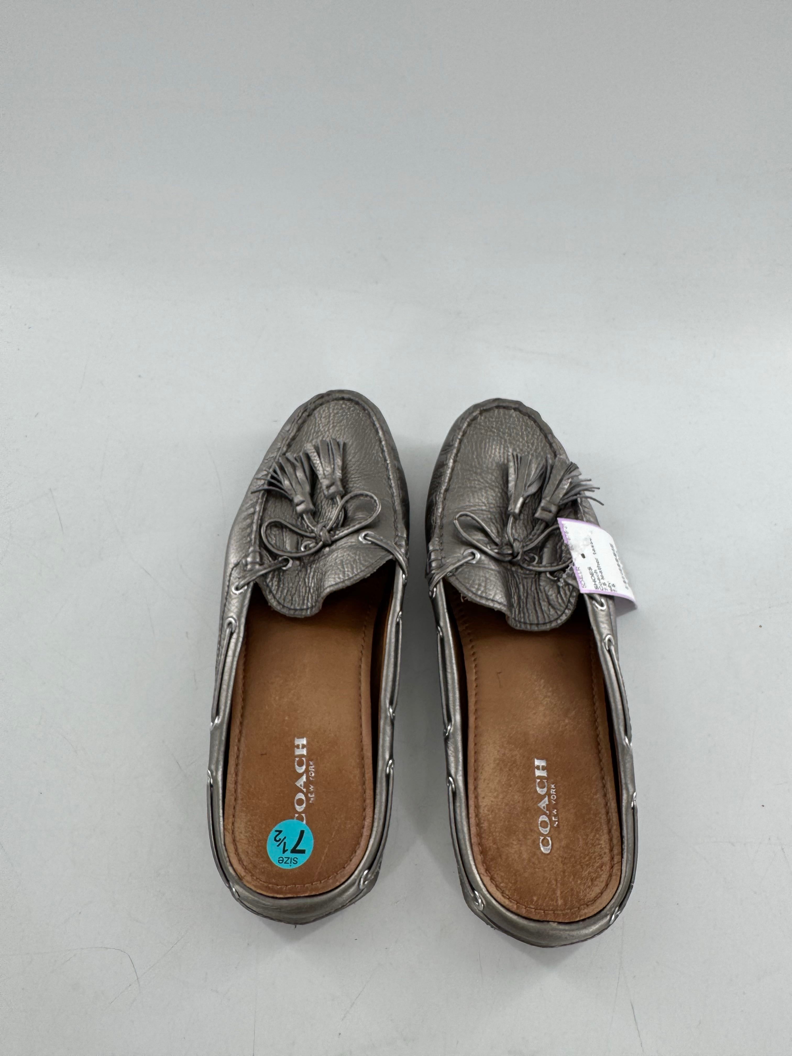 7.5 leather tassel loafer mules