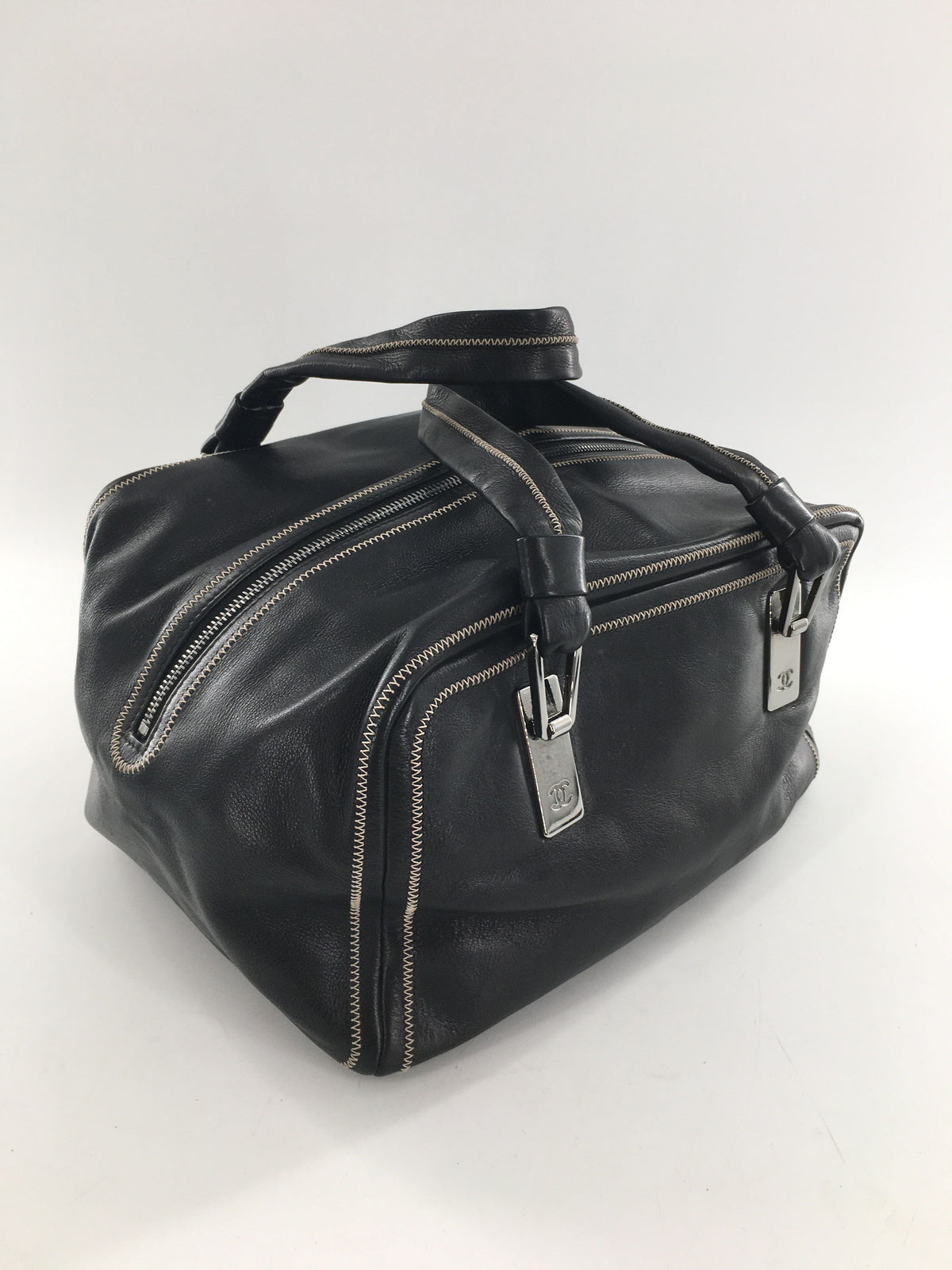 Chanel CC Bowler Leather Handbag
