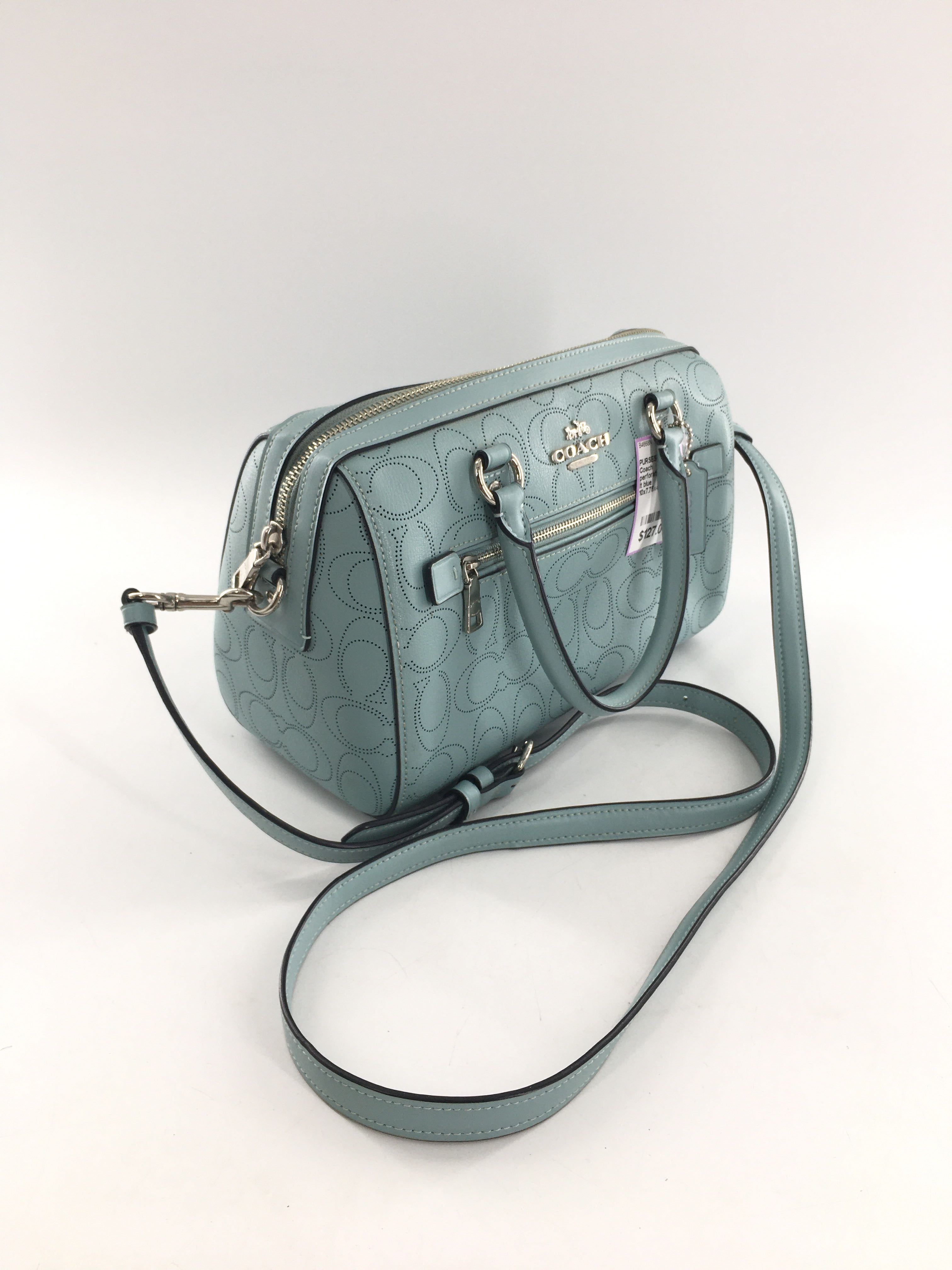 perforated signature pattern satchel