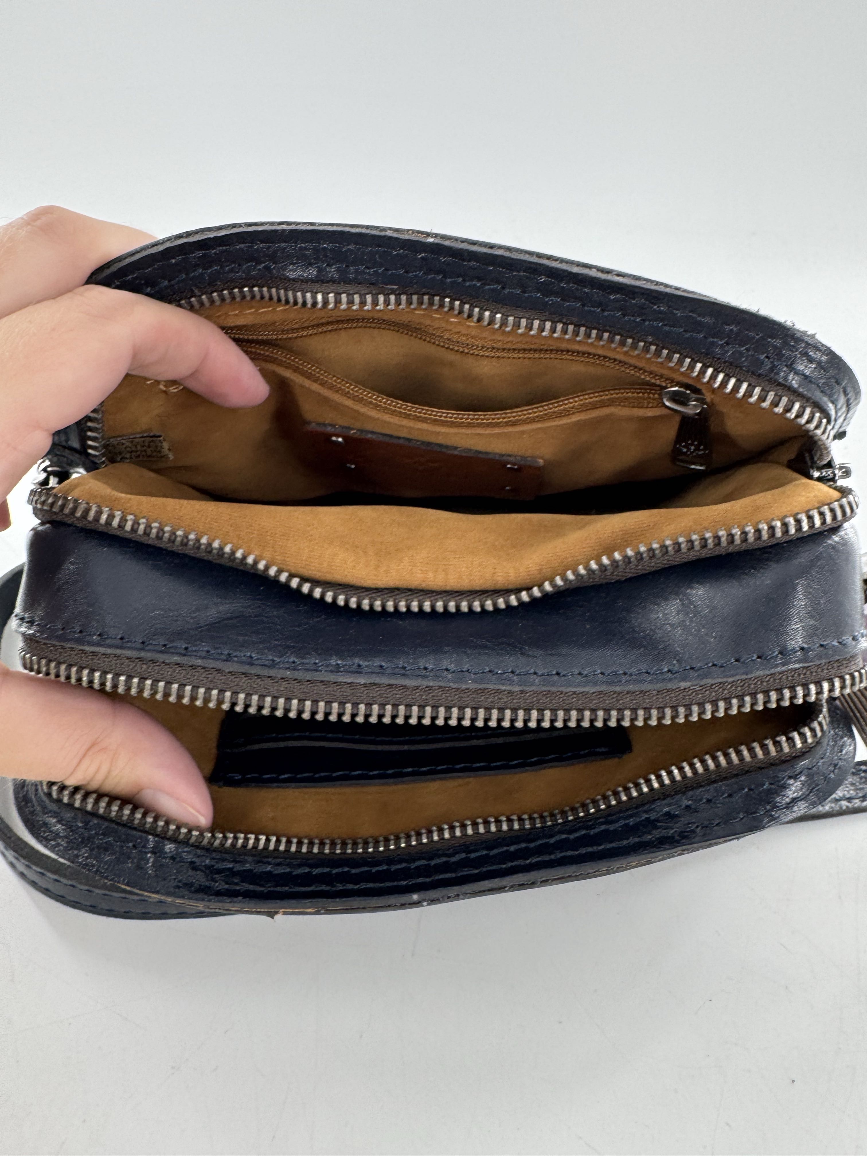 leather flo print crossbody