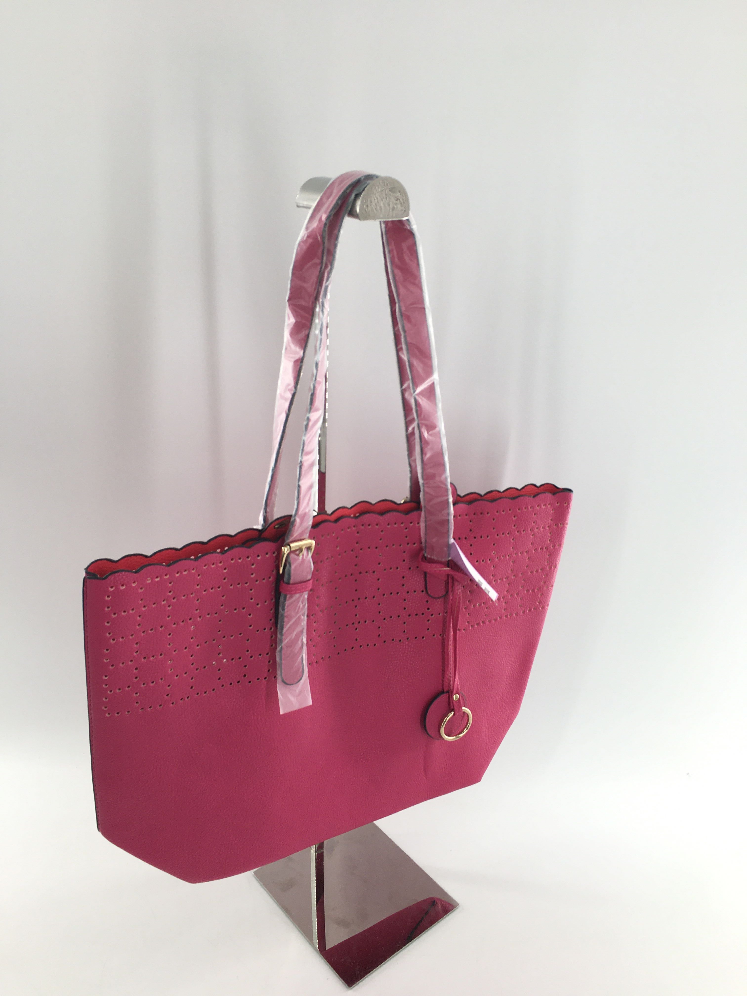 vegan leather perforated tote bag