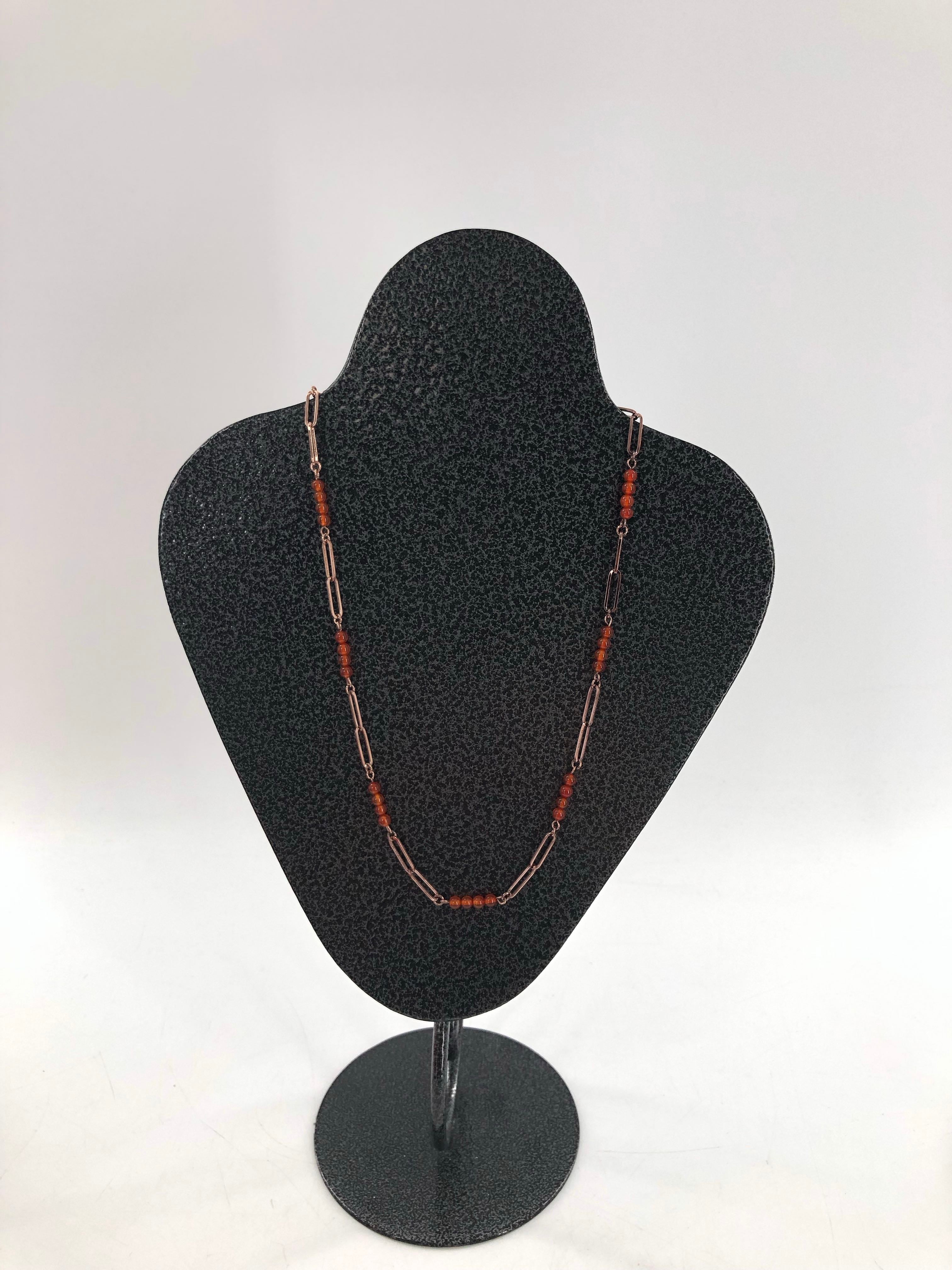 10" red agate beaded necklace