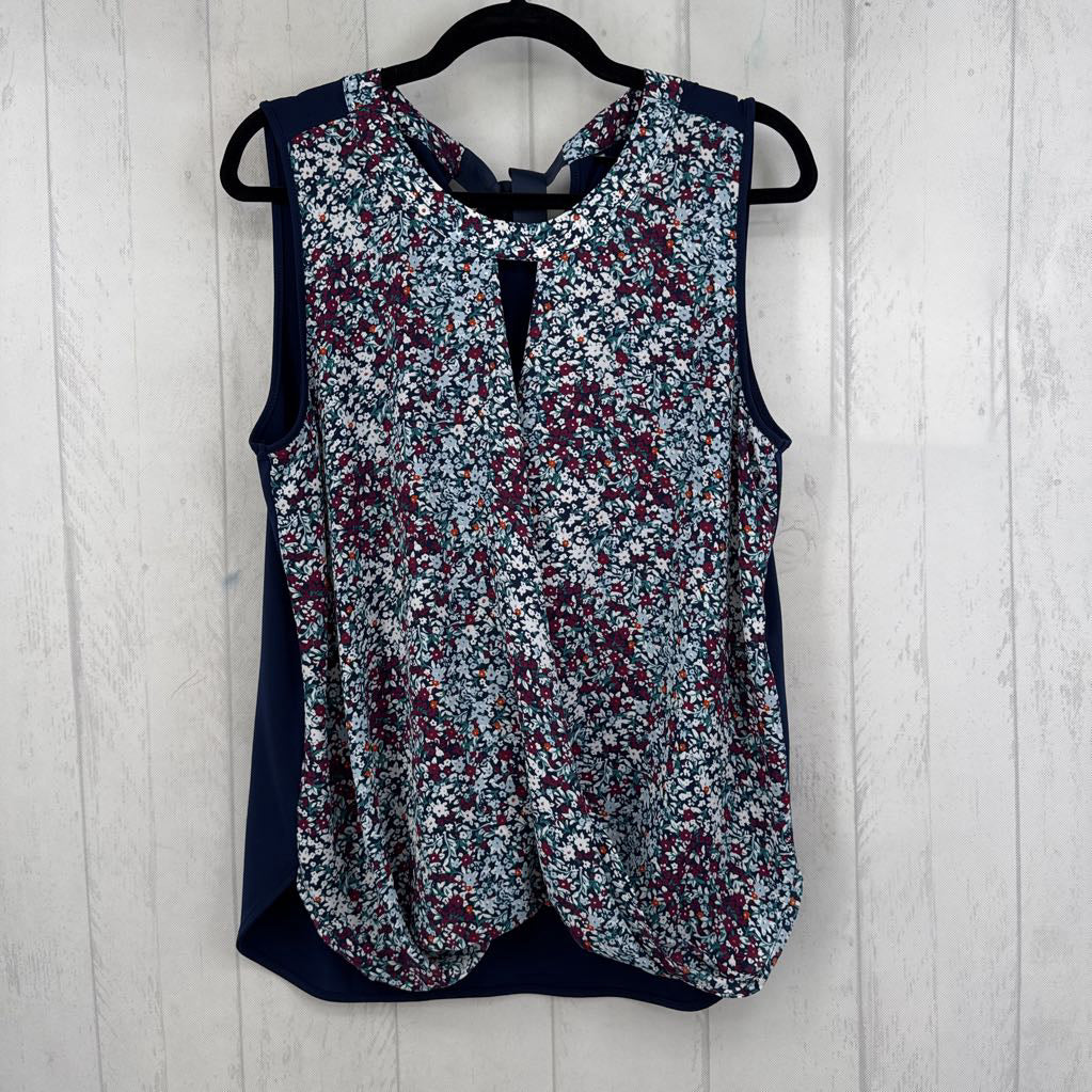 L flo print notch neck tank